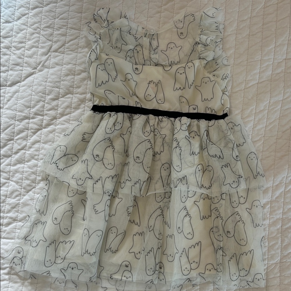 NWT Cat  & Jack Ghost Print Dress with Black Bow. - Picture 5 of 5